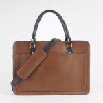 Elegant Brown Leather Laptop Hand Bag - Image 2