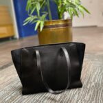 Premium Black Leather Tote Bag - Image 2