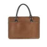 Elegant Brown Leather Laptop Hand Bag - Image 3