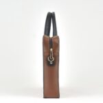 Elegant Brown Leather Laptop Hand Bag - Image 5